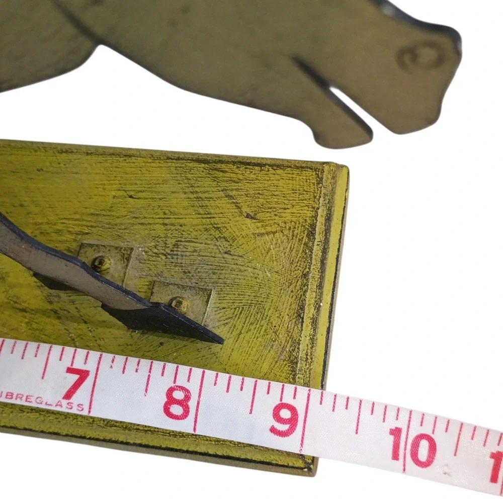 Whimsical Folk Art Wooden Shelf Clock Town Musician Bremen Donkey Dog Cat Signed